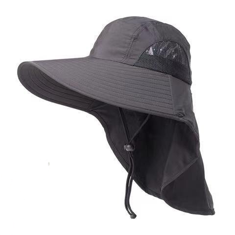 Chapeau de soleil respirant avec protection pour la nuque - Gris foncé - One Size - Pas de masque - image 2