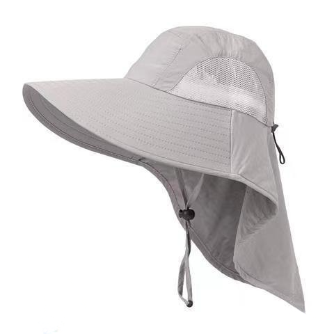 Chapeau de soleil respirant avec protection pour la nuque - Gris clair - One Size - Pas de masque - image 4