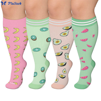 Chaussettes de compression grandes tailles à motifs fruités (4 paires) - image 0