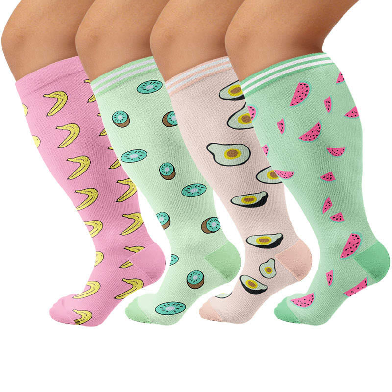 Chaussettes de compression grandes tailles à motifs fruités (4 paires) - Multicolore - 4XL - image 1