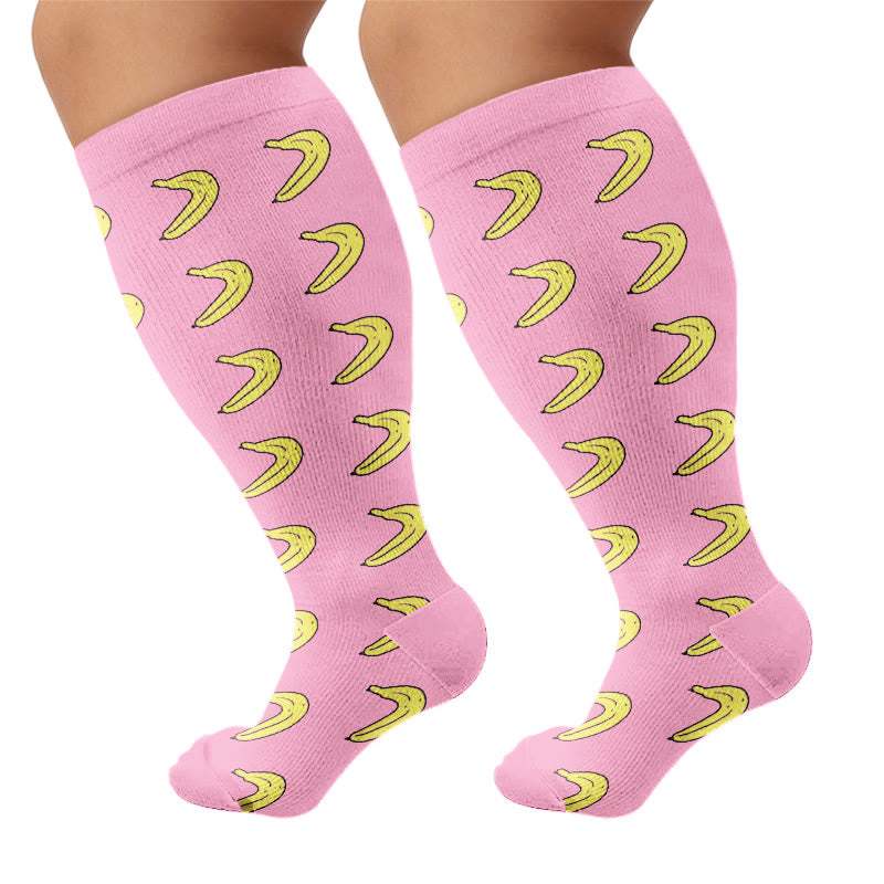Chaussettes de compression grandes tailles à motifs fruités (4 paires) - Banane - 4XL - image 9