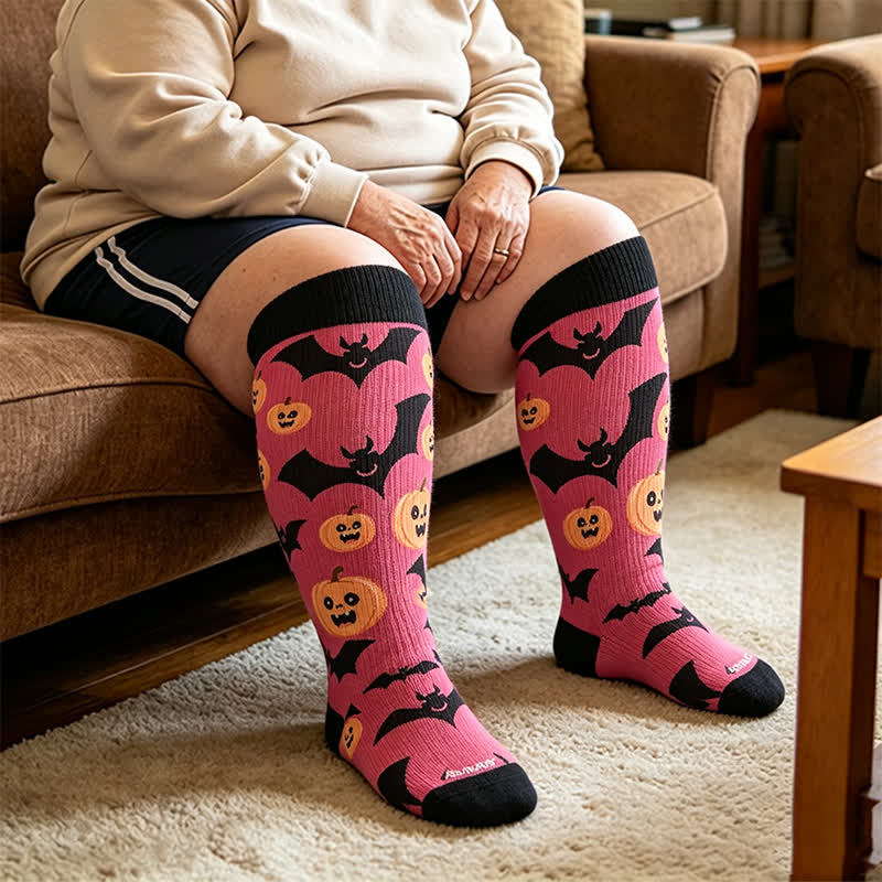 Chaussettes de compression grandes tailles à motif escargot et citrouille - Noir (1 paire) - 4XL - image 3