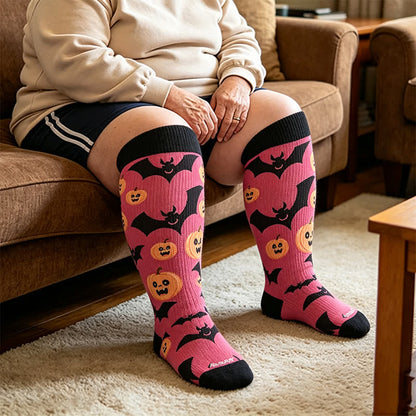 Chaussettes de compression grandes tailles à motif escargot et citrouille - Noir (1 paire) - 4XL - image 3