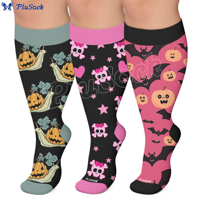 Chaussettes de compression grandes tailles à motif escargot et citrouille - image 0