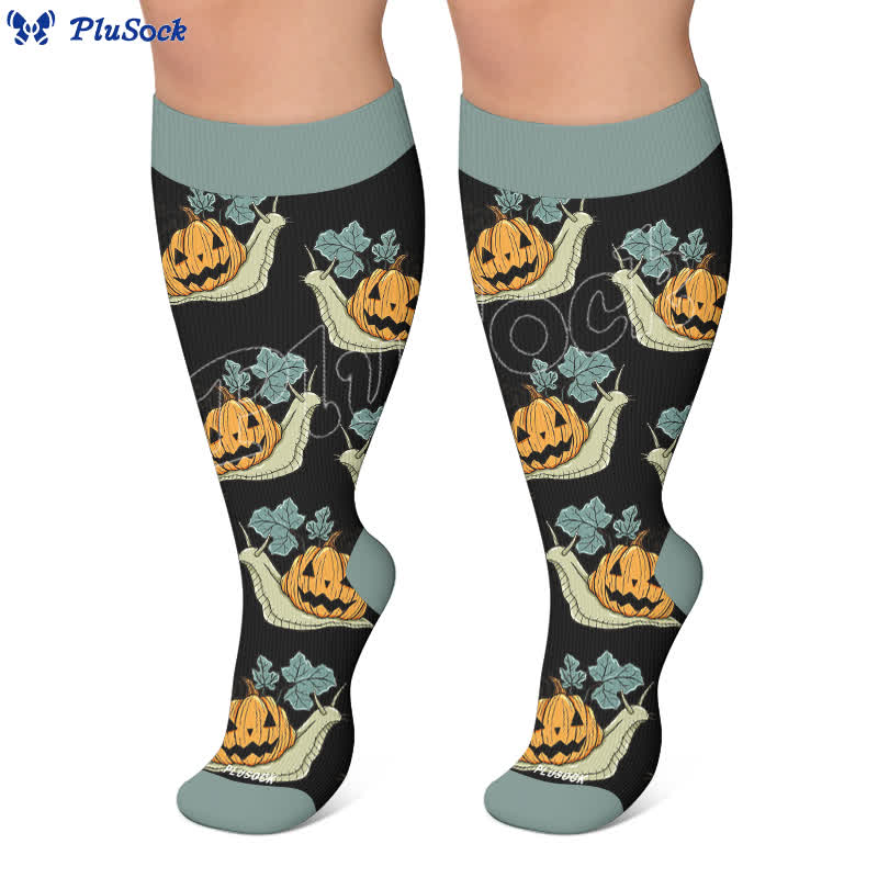 Chaussettes de compression grandes tailles à motif escargot et citrouille - image 5