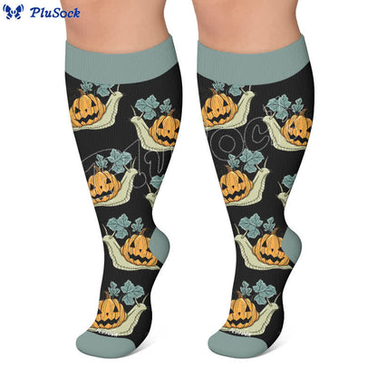 Chaussettes de compression grandes tailles à motif escargot et citrouille - image 5