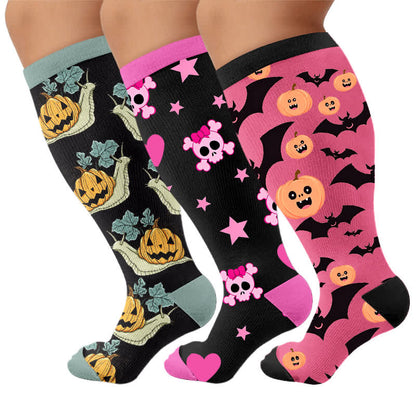 Chaussettes de compression grandes tailles à motif escargot et citrouille - Multicolore (3 paires) - 4XL - image 4