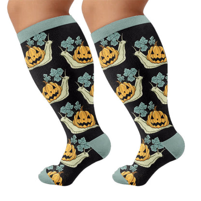 Chaussettes de compression grandes tailles à motif escargot et citrouille - image 8