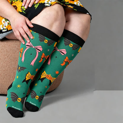 Chaussettes de compression chauve-souris Halloween grandes tailles - Vert (1 paire) - 4XL - image 1
