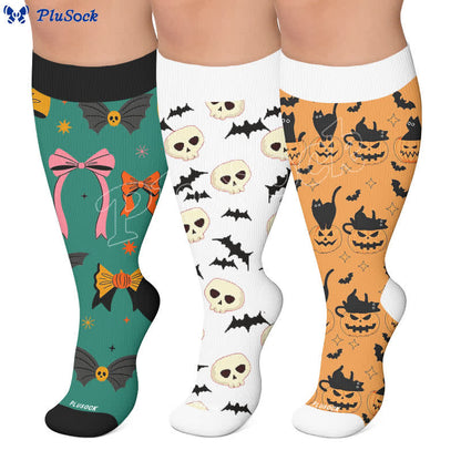 Chaussettes de compression chauve-souris Halloween grandes tailles - image 0