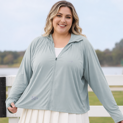 Veste de protection solaire à capuche zippée - Gris - 4XL - image 2