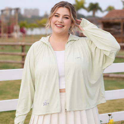 Veste de protection solaire à capuche zippée - Vert - 4XL - image 5