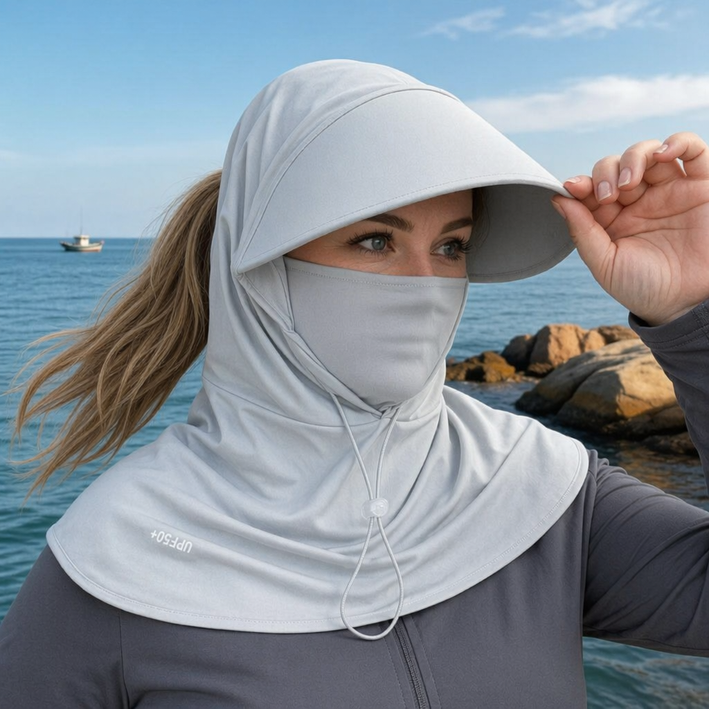 Cape de protection UV pour le cou et chapeau de soleil - Gris clair - One Size - image 3