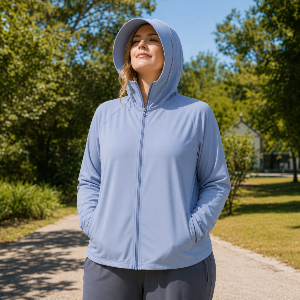 Vêtements de protection solaire légers à capuche - Bleu - 4XL - image 8