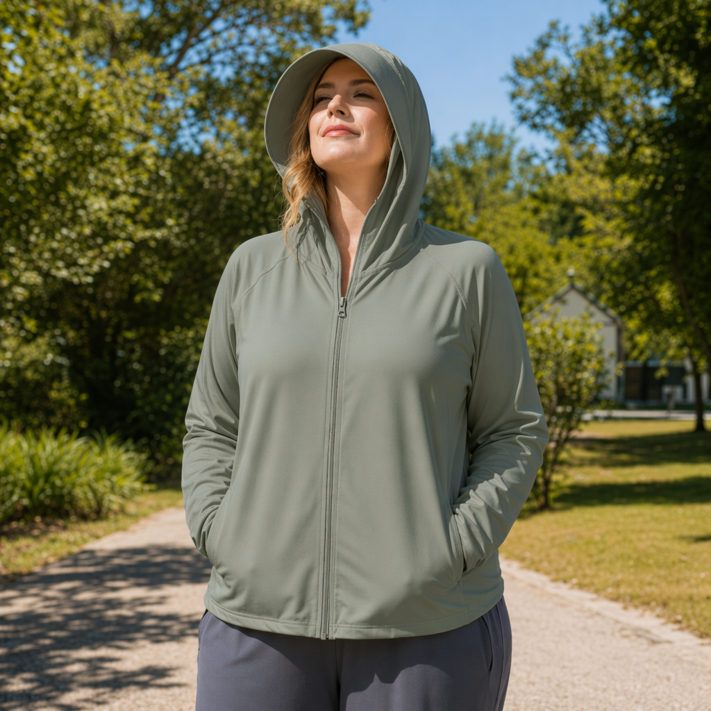 Vêtements de protection solaire légers à capuche - Vert armée - 4XL - image 6