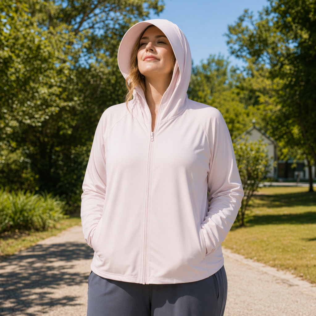 Vêtements de protection solaire légers à capuche - Rose - 4XL - image 2