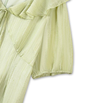 Robe maxi romantique à col volanté et manches bouffantes - image 2