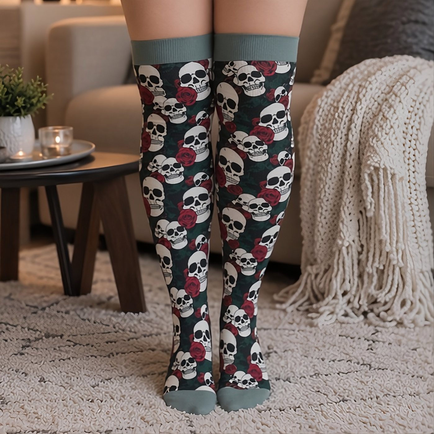 Chaussettes de compression tête de mort grande taille - image 1