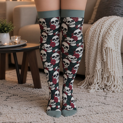 Chaussettes de compression tête de mort grande taille - image 1