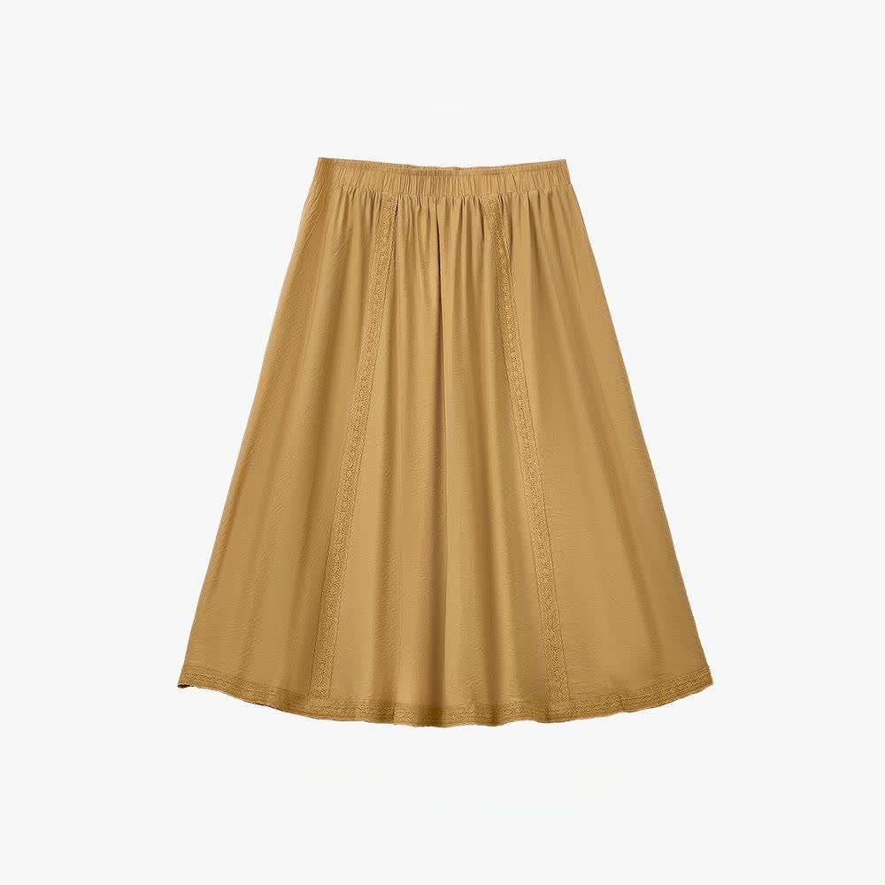 Ensemble chemisier bohème à empiècements en dentelle et jupe midi plissée - Jupe - 6XL - image 6