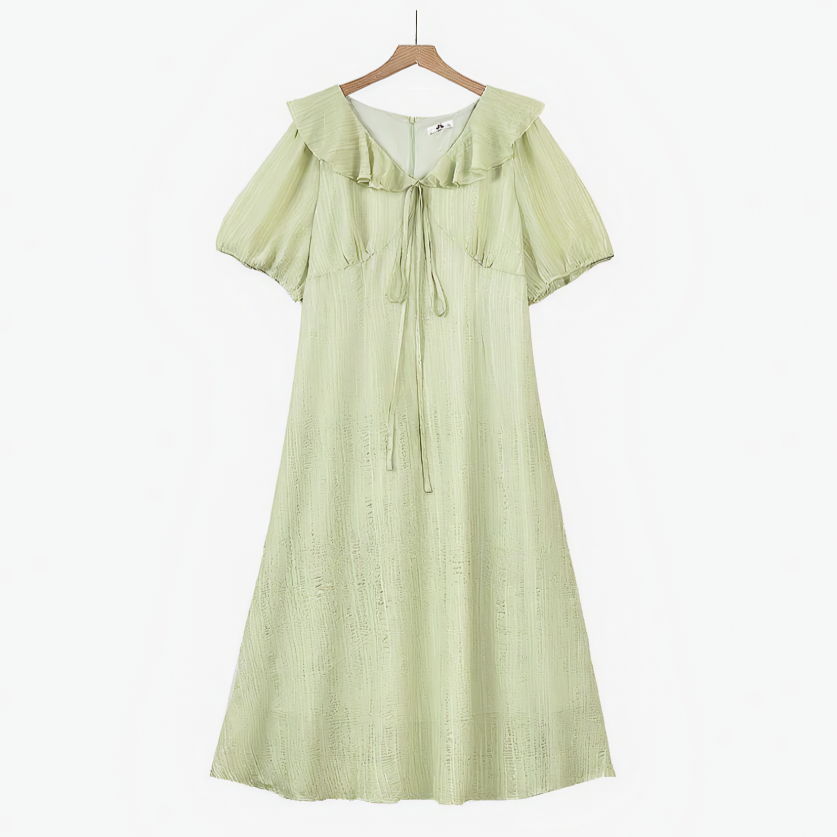 Robe maxi romantique à col volanté et manches bouffantes - image 0
