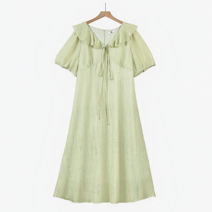 Robe maxi romantique à col volanté et manches bouffantes - image 0