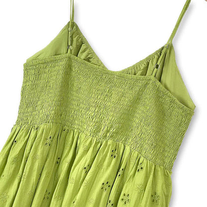 Ensemble deux pièces robe nuisette verte brodée et cardigan blanc à manches bouffantes - image 7