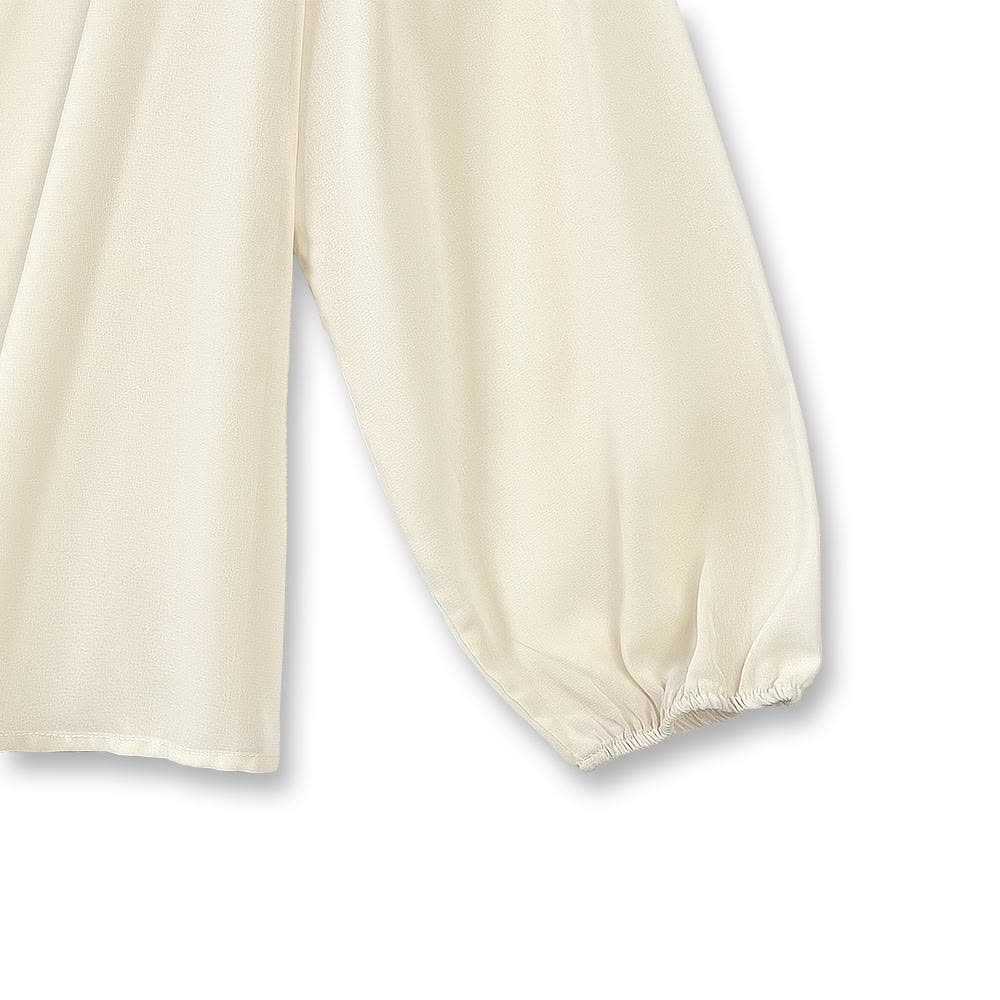 Ensemble deux pièces robe nuisette verte brodée et cardigan blanc à manches bouffantes - image 2