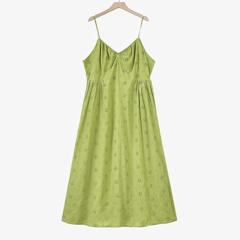 Ensemble deux pièces robe nuisette verte brodée et cardigan blanc à manches bouffantes - Robe nuisette - 6XL - image 4