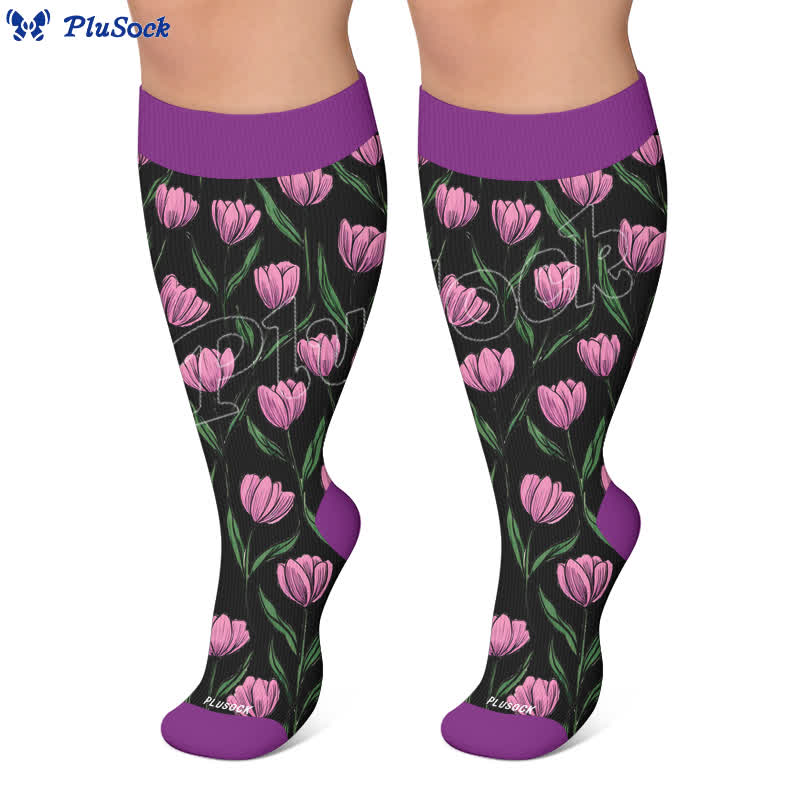 Chaussettes de compression Midnight Tulip grandes tailles - image 5