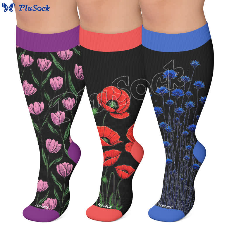 Chaussettes de compression Midnight Tulip grandes tailles - image 0