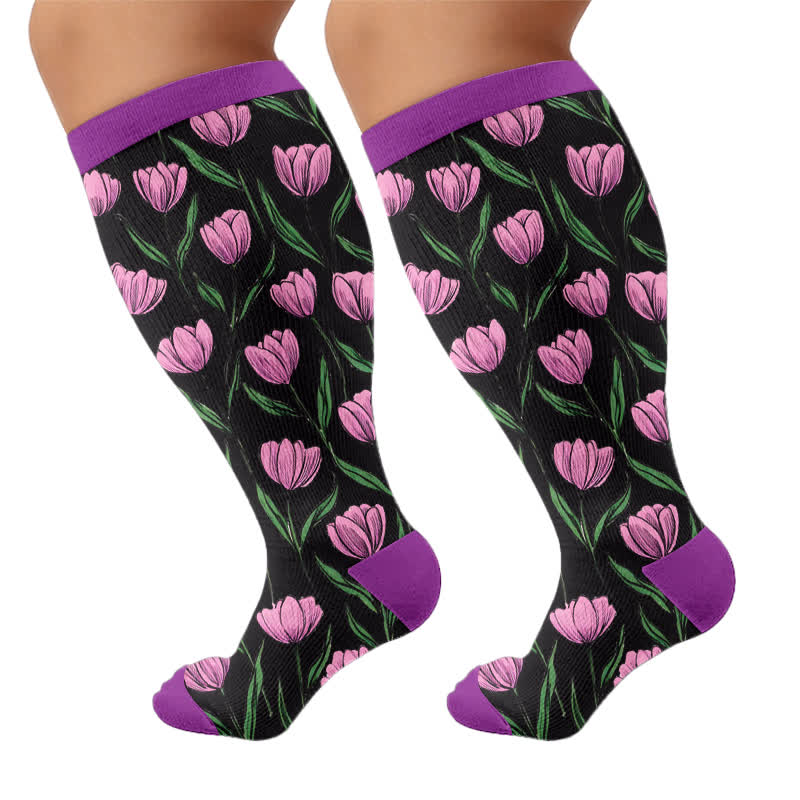 Chaussettes de compression Midnight Tulip grandes tailles - image 8
