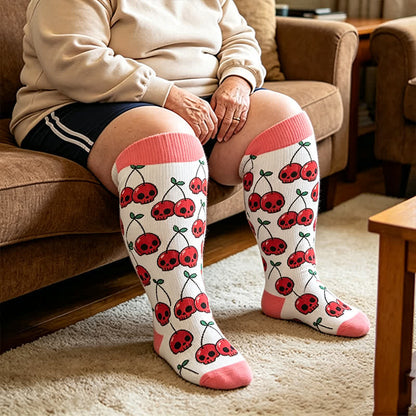 Chaussettes de compression à nœud festif grandes tailles - Rose (1 paire) - 4XL - image 1