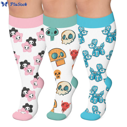 Chaussettes de compression grande taille en forme de crâne de chien ballon - image 0