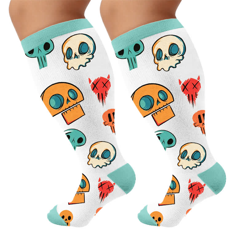 Chaussettes de compression grande taille en forme de crâne de chien ballon - Vert (1 paire) - 4XL - image 9