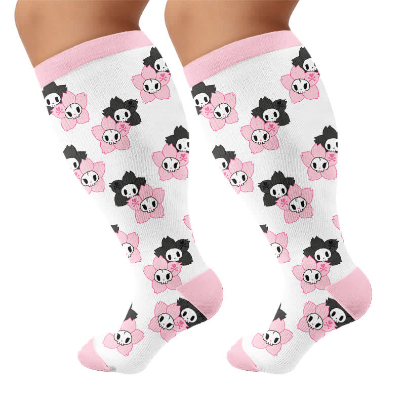 Chaussettes de compression grande taille en forme de crâne de chien ballon - Rose (1 paire) - 4XL - image 8