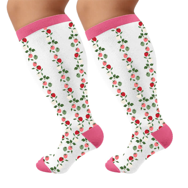Chaussettes de compression côtelées à motif floral grandes tailles - image 10