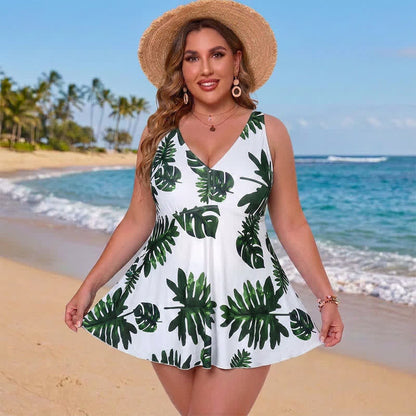 Robe de bain à jupe fleurie - Blanc - 5XL - image 6
