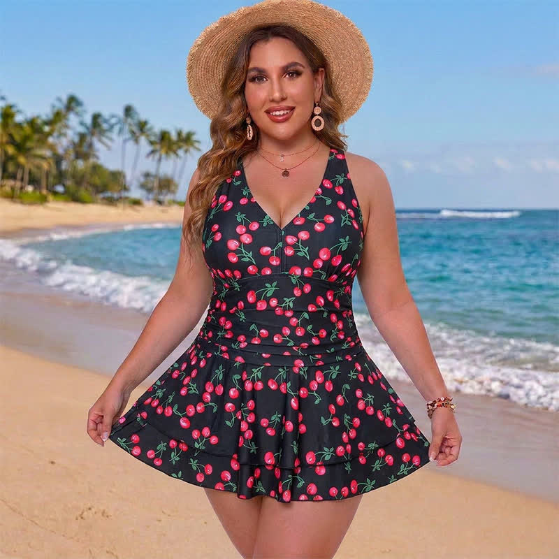 Robe de bain taille empire à imprimé léopard et fleurs - Fuchsia - 5XL - image 4