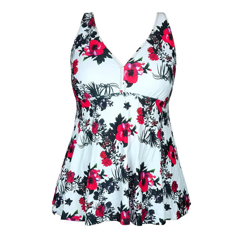 Robe de bain à col en V imprimée à pois fleuris - image 12