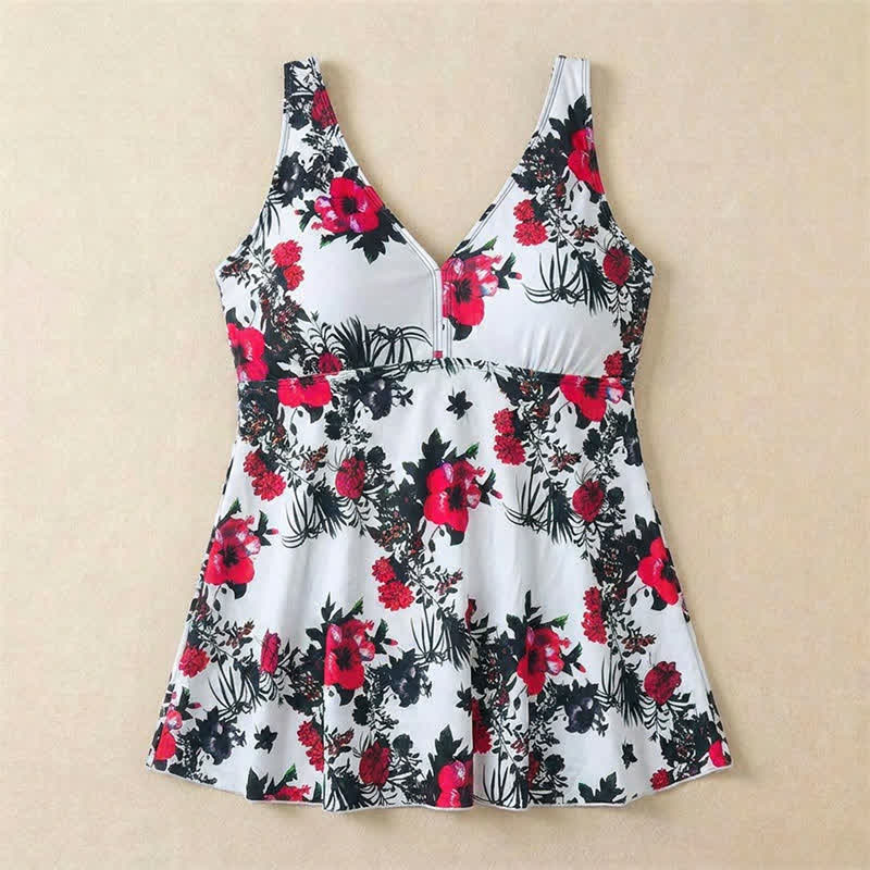 Robe de bain à col en V imprimée à pois fleuris - image 14