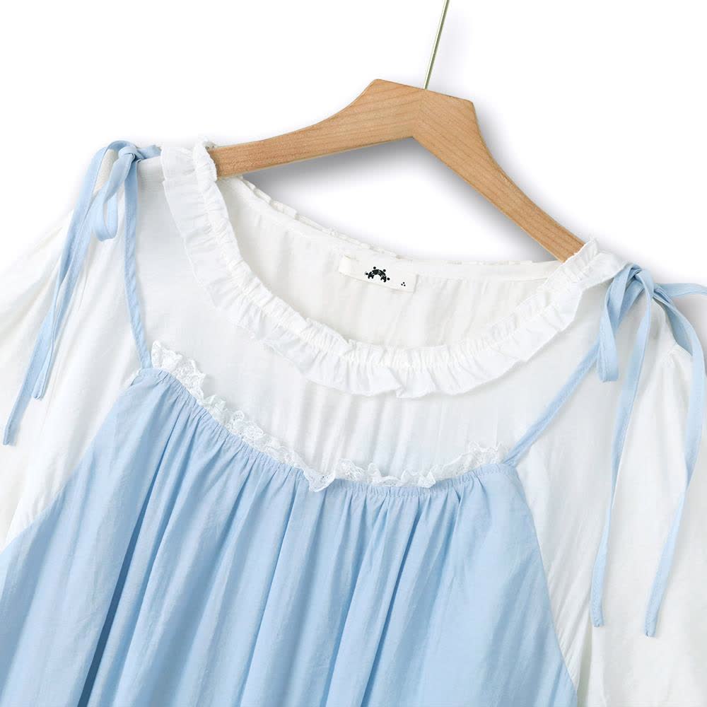 Robe midi deux pièces à bretelles nœud grande taille - image 1
