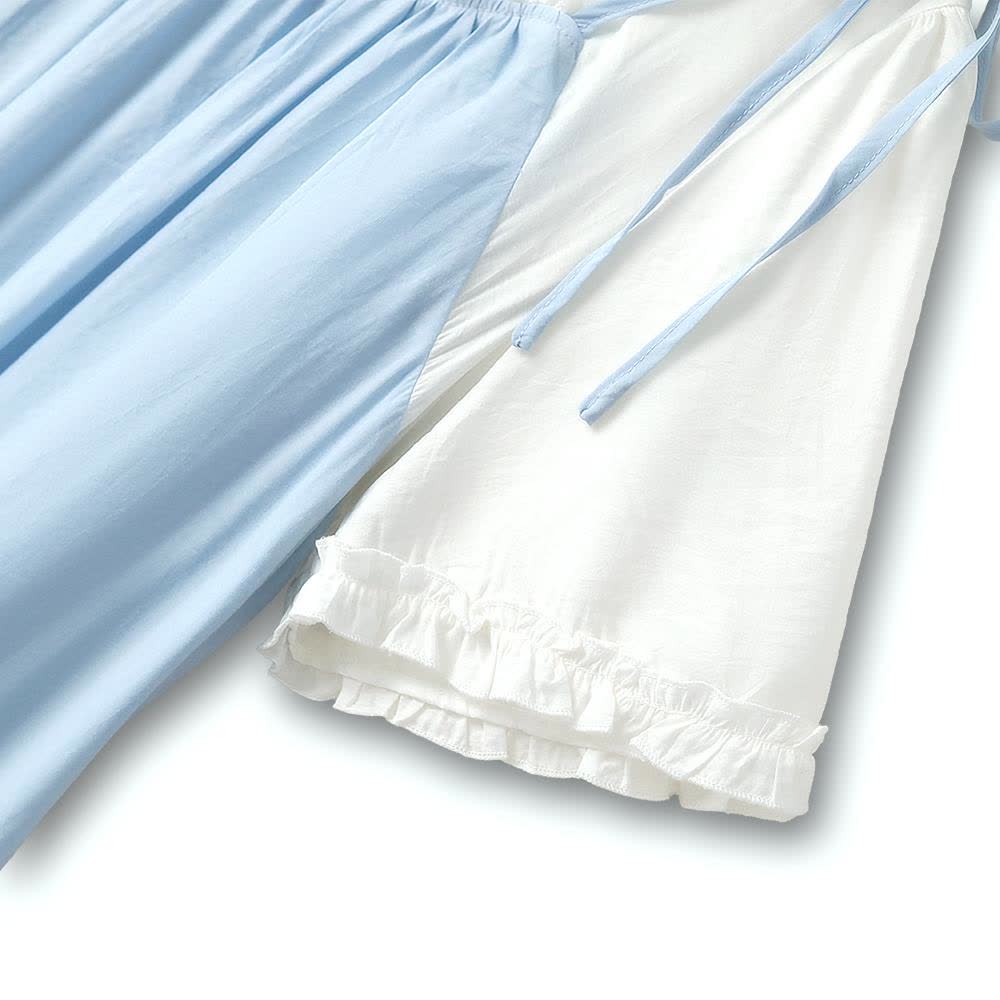 Robe midi deux pièces à bretelles nœud grande taille - image 2