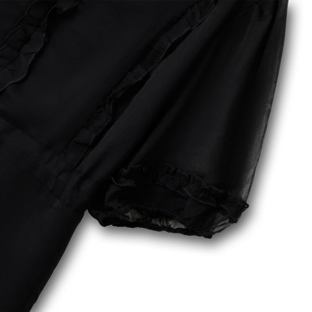 Robe midi élégante grande taille à col en V, volants et taille nouée - image 2