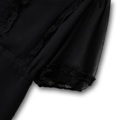 Robe midi élégante grande taille à col en V, volants et taille nouée - image 2