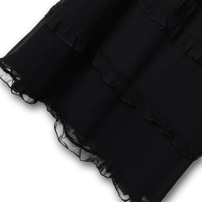 Robe midi élégante grande taille à col en V, volants et taille nouée - image 4