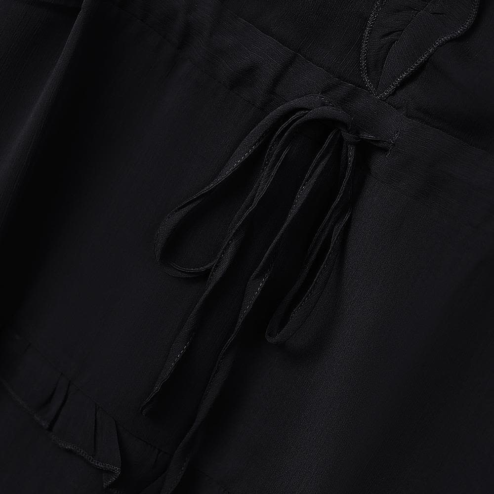 Robe midi élégante grande taille à col en V, volants et taille nouée - image 3