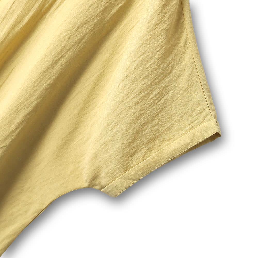 Ensemble deux pièces jaune ample composé d'un haut ample et d'une jupe fleurie assortie - image 3