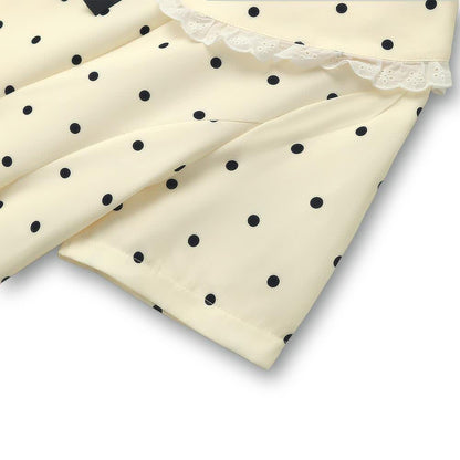 Robe midi grande taille à pois et col en dentelle - image 2