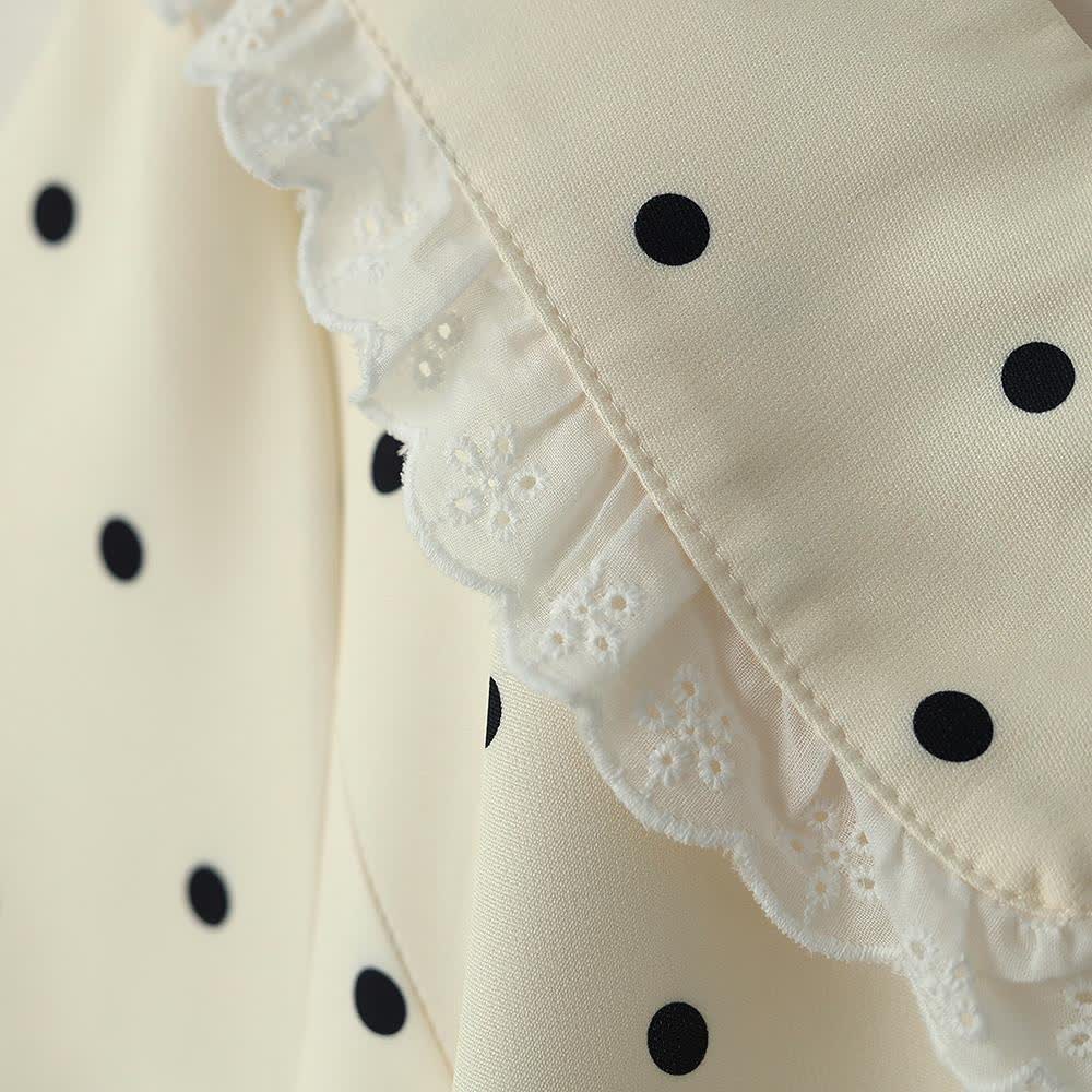 Robe midi grande taille à pois et col en dentelle - image 6